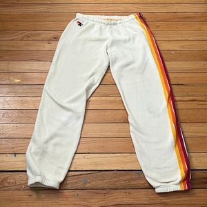 Womens aviator nation sweatpants; color cream; size large